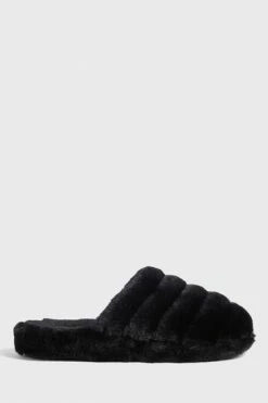 Ted Baker Black Lopsey Faux Fur Mule Slippers -TED BAKER Sales Store unnamed file 6079