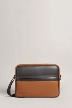 Ted Baker Mens Natural Kianul Branded Leather Messenger Bag -TED BAKER Sales Store unnamed file 617