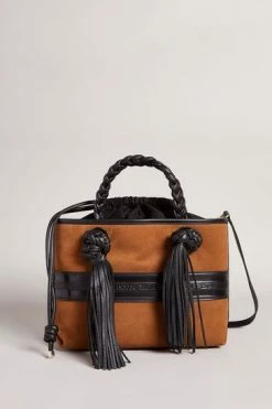 Ted Baker Saffya Brown Branded Tassel Detail Mini Tote -TED BAKER Sales Store unnamed file 662