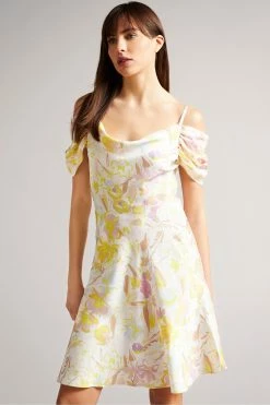 Ted Baker Camily White Mini Cowl Front Satin Dress -TED BAKER Sales Store unnamed file 727