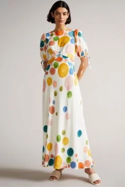 Ted Baker White Hunniy Tie Detail Midi Dress -TED BAKER Sales Store unnamed file 736