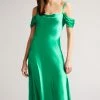 Ted Baker Esta Mid-Green Cold Shoulder Cowl Front Midi Slip Dress -TED BAKER Sales Store unnamed file 737