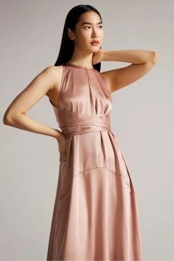 Ted Baker Mmilly Dusky Pink High Low Halter Dress -TED BAKER Sales Store unnamed file 749