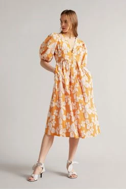 Best Seller 3 Ted Baker Cinthy Orange Button Front Jacquard Dress