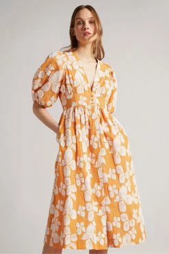 Ted Baker Cinthy Orange Button Front Jacquard Dress -TED BAKER Sales Store unnamed file 754