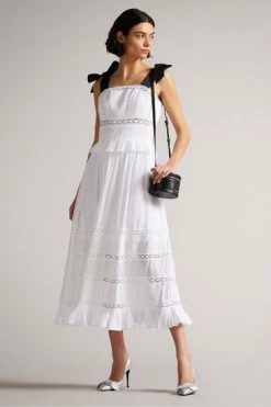 Ted Baker White Promis Midi Dress With Grosgrain Straps -TED BAKER Sales Store unnamed file 776