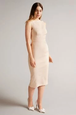 Ted Baker Klarika Pink Midi Length Bodycon Dress