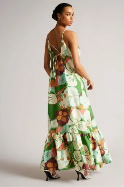 Ted Baker Green Dulina Strappy Linen Maxi Dress With Pleat Detail -TED BAKER Sales Store unnamed file 804