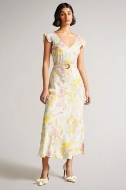 TED BAKER Sales Store 30 Ted Baker Necole White Printed Tea Dress