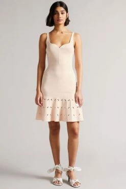 Ted Baker Ambyr Pink Full Needle Stitch Detailed Hem Mini Dress -TED BAKER Sales Store unnamed file 818