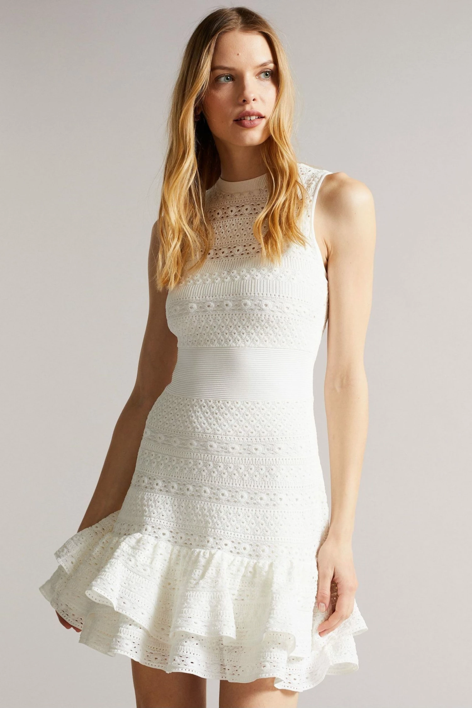 Ted Baker Maleko White Lace Stitch Dress 3 Ted Baker Maleko White Lace Stitch Dress