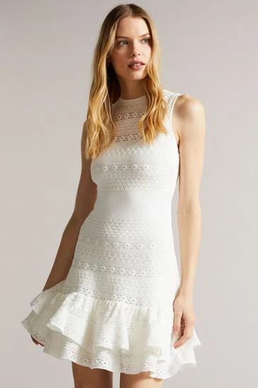 Ted Baker Maleko White Lace Stitch Dress 8 Ted Baker Maleko White Lace Stitch Dress - Image 6