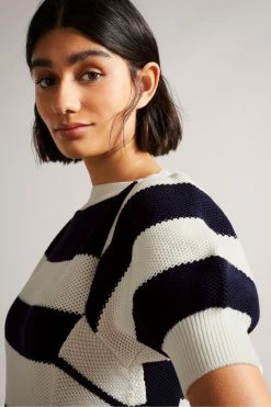 Ted Baker Arisu White Envelope Neck Puff Sleeve Sweater Dress -TED BAKER Sales Store unnamed file 828