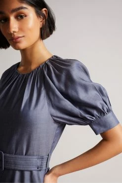 Ted Baker Damiale Dk-Blue Self Belt Detail Mini Dress -TED BAKER Sales Store unnamed file 857