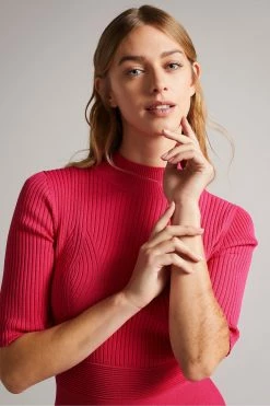 Ted Baker Red Viviiyy Deep-Pink Engineered Skater Dress -TED BAKER Sales Store unnamed file 863