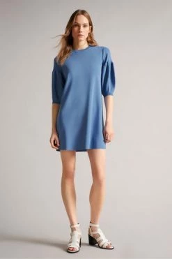 Ted Baker Womens Blue Feyah Lt- Full Needle Puff Sleeve Dress -TED BAKER Sales Store unnamed file 871