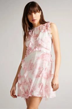 Ted Baker Kenedi Dusky Pink Sleeveless Waterfall Mini Dress 10 Ted Baker Kenedi Dusky Pink Sleeveless Waterfall Mini Dress -TED BAKER Sales Store unnamed file 874
