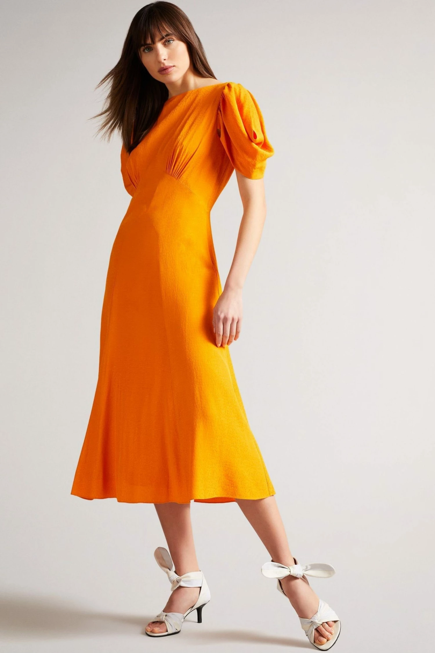 Ted Baker Tulipi Orange Panelled Midi Tea Dress 3 Ted Baker Tulipi Orange Panelled Midi Tea Dress