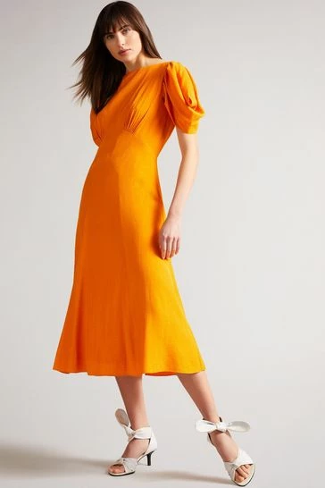 Ted Baker Tulipi Orange Panelled Midi Tea Dress 8 Ted Baker Tulipi Orange Panelled Midi Tea Dress - Image 6