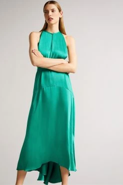 Ted Baker Green Mmilly Mid High Low Halter Dress With Integral Tie -TED BAKER Sales Store unnamed file 892