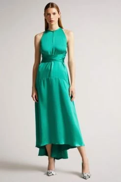 Ted Baker Green Mmilly Mid High Low Halter Dress With Integral Tie -TED BAKER Sales Store unnamed file 894