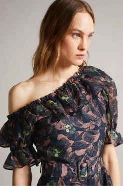 Ted Baker Navy Blue Hazpin Asymmetric Cold Shoulder Ruffle Mini Dress 11 Ted Baker Navy Blue Hazpin Asymmetric Cold Shoulder Ruffle Mini Dress -TED BAKER Sales Store unnamed file 898