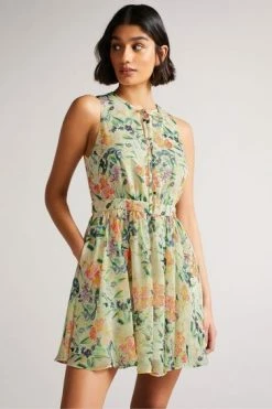 Ted Baker Haariss White Mini Sleeveless Dress With Tie Neck -TED BAKER Sales Store unnamed file 911