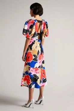 Ted Baker Harpia Black Floral Print Midi Dress -TED BAKER Sales Store unnamed file 914