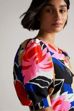 Ted Baker Harpia Black Floral Print Midi Dress -TED BAKER Sales Store unnamed file 916