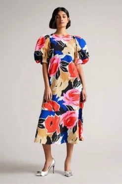 Ted Baker Harpia Black Floral Print Midi Dress -TED BAKER Sales Store unnamed file 918
