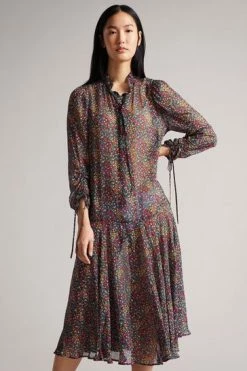 Ted Baker Black Bevlia Dropped Waist Midi Dress -TED BAKER Sales Store unnamed file 930