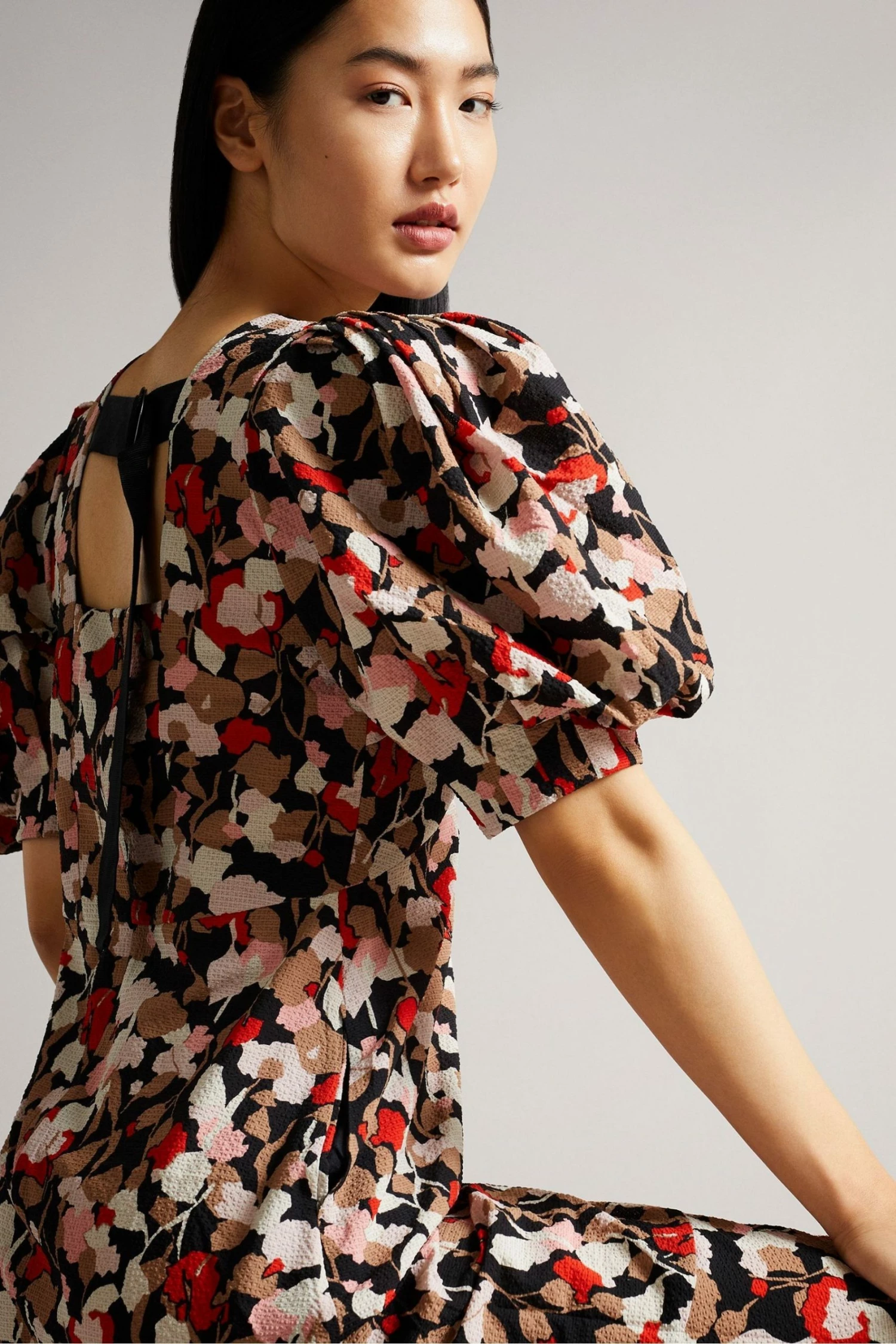 Ted Baker Pink Printed Floral Seersucker Midi Dress 4 Ted Baker Pink Printed Floral Seersucker Midi Dress - Image 2