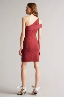 Ted Baker Mid-Pink Ragazza Seam Free Asymmetric Knit Dress -TED BAKER Sales Store unnamed file 965