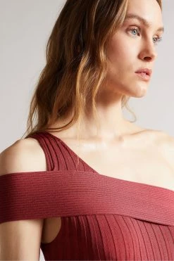 Ted Baker Mid-Pink Ragazza Seam Free Asymmetric Knit Dress -TED BAKER Sales Store unnamed file 966