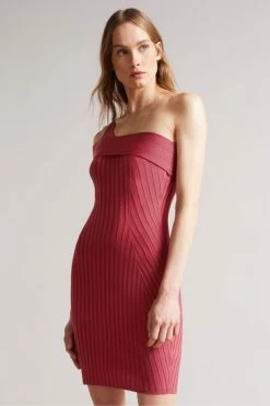 Ted Baker Mid-Pink Ragazza Seam Free Asymmetric Knit Dress -TED BAKER Sales Store unnamed file 969