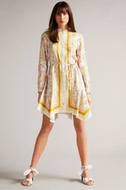 Ted Baker Paulita Yellow Handkerchief Hem Shirt Dress -TED BAKER Sales Store unnamed file 984